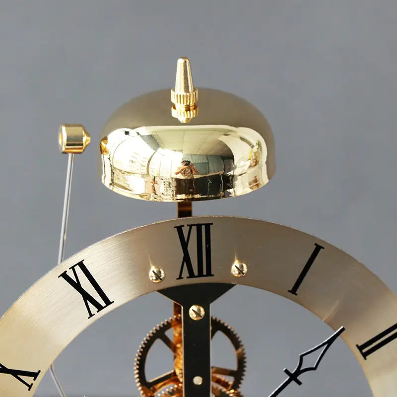 Elegant Walnut & Glass Mechanical Desk Clock